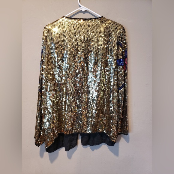 Jean by Joseph Le Bon Vintage Gold Sequin Party Jacket with Floral Design - Picture 6 of 6